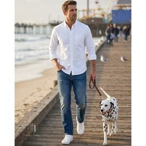 Mode Of One‎ Mens 38x30 Jeans Slim Straight Leg Denim Medium Wash Blue Stretch